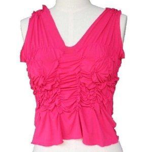 Vintage Essendi Pink Scrunch V-Neck Blouse Medium